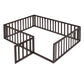 Full Size Wood Daybed Frame with Fence Walnut(OLD SKU:WF289662AAL)