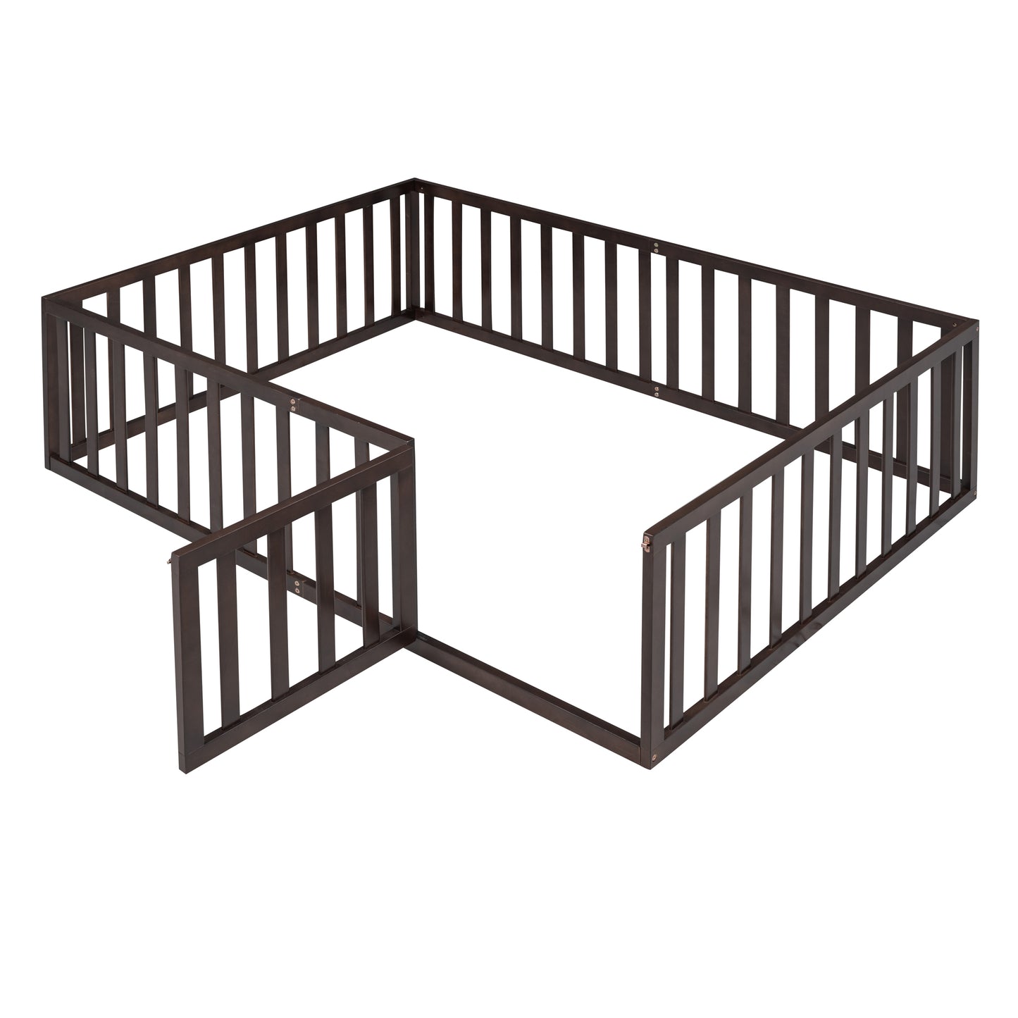 Full Size Wood Daybed Frame with Fence Walnut(OLD SKU:WF289662AAL)