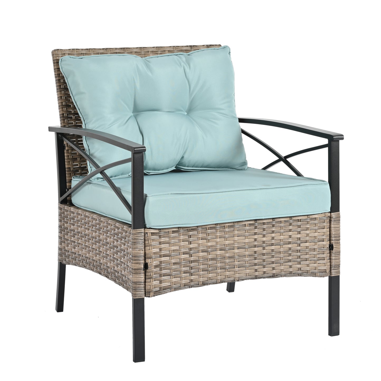 Patio Furniture, Outdoor Furniture, Seasonal PE Wicker Furniture, Four Set Wicker Furniture With Black Metal Table