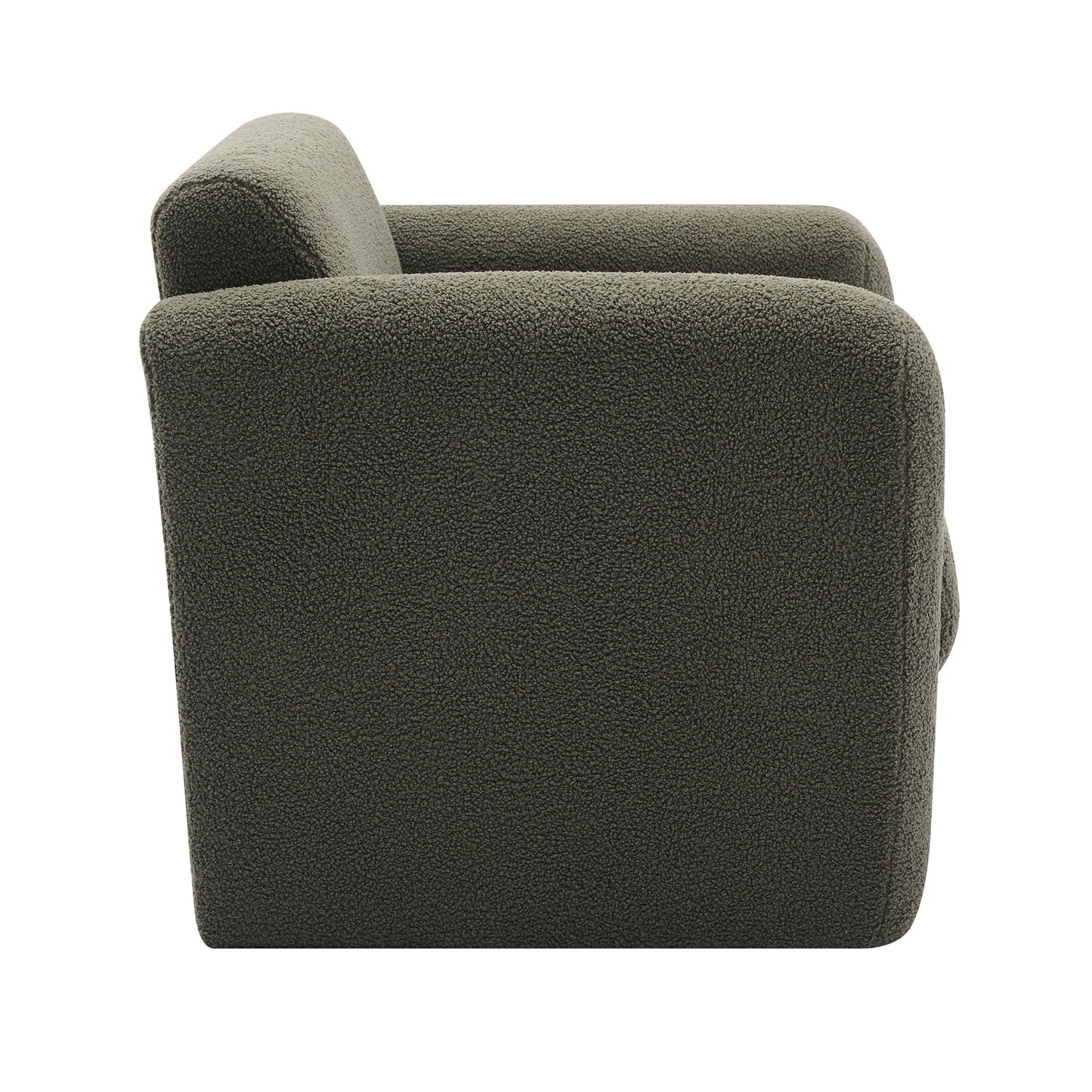 Silla moderna con tejido Sherpa de piel de oveja, sillón con cojines suaves en verde alga para salas de estar