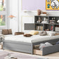 Full Size Platform Bed with Storage Headboard, Charging Station and 4 Drawers, Gray