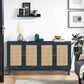 Mueble buffet de estilo vintage Stronger, almacenamiento con detalles lacados y 4 puertas de madera, color gris topo