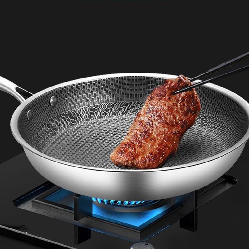 Stainless Steel Full Screen Honeycomb Frying Pan Household Fried Egg Steak Pancake Easy To Clean Non-Stick Pan