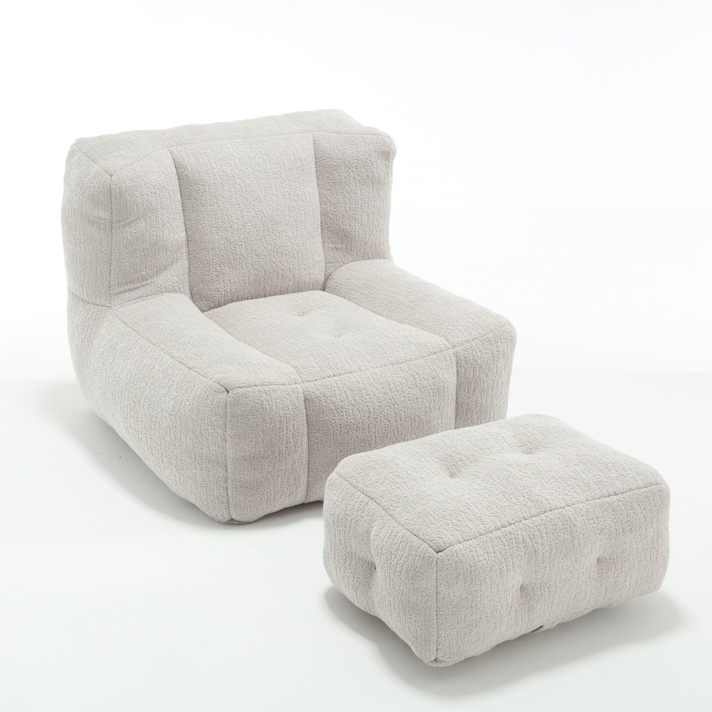 Fluffy bean bag chair Super soft couch chair with memory foam and footstool Indoor modern focus bean bag chair