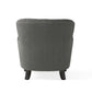 Modern Grey Fabric Club Chair and Ottoman Set, Stylish Cushioned Armchair for Living Rooms