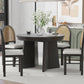 TREXM 5-Piece Retro Dining Set, Expandable Table and 4 Cushioned Chairs with Rattan Backrests, Espresso Finish