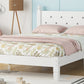 Twin Bed with Button-Decoration Headboard, with Bed Slats,White