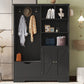 Multi-functional Hall Tree with Storage Shelves Drawers and Cabinet, Elegant Hallway Shoe Cabinet with Bench Modern Black