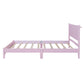 Queen Size Wood Platform Bed Frame, Retro Style Bed with Rectangular Headboard,No Need Box Spring,Pink