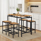 TREXM 5-piece compact bar table with table and stool - modern industrial design brown