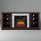 18-Inch Cherry Colored Fireplace with Open Entertainment Console, 58.31" Wide, 15.39" Deep, and 26.06" High