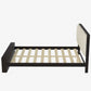 Queen Size Platform Bed Frame with Upholstery Headboard and Bookshelf in Footboard and LED Light Strips, Espresso