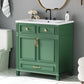 Mueble de baño descubierto de 30" con puerta de cierre suave, gabinete de almacenamiento con marco de madera maciza, acabado verde