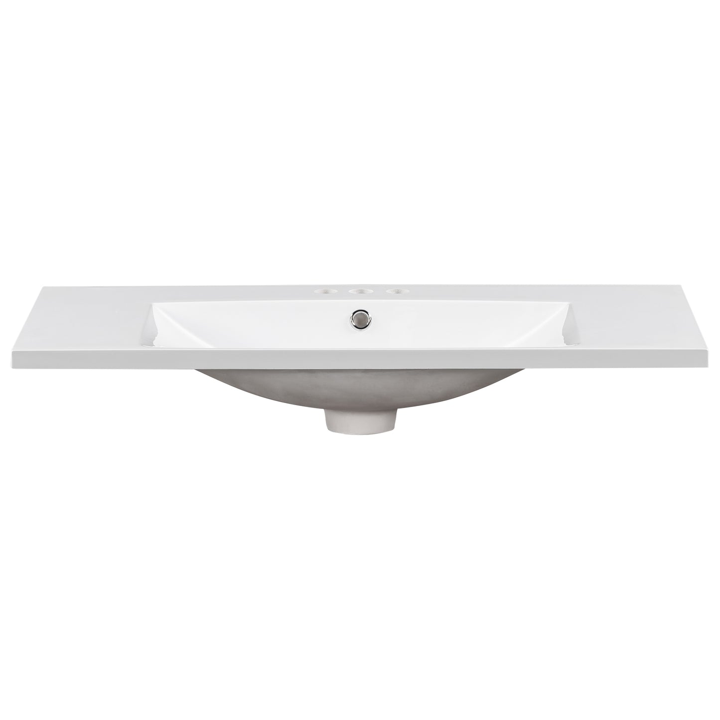 Single Bathroom Basin Sink, Vanity Top Only, 3-Faucet Holes, Resin