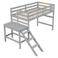 Twin Loft Bed with Platform,ladder,Grey