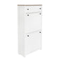 ONTREND ultra-thin shoe cabinet set with 4 flip drawers and adjustable panel top shoe rack, white