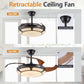 Modern Minimalist Invisible Ceiling Fan Light - Retractable Fan With LED Fixtures - For Living Room, Bedroom and Dining room