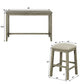 TOPMAX 4-Piece Counter Height Table Set with Fabric Padded Stools, Rustic Bar Dining Set in Gray Green