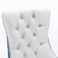 A&A Furniture Nikki Collection Modern High-end Tufted Solid Wood Contemporary PU 2-Pcs Set White+Light Blue