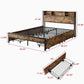 Queen Bed Frame with Storage Headboard and 4 Drawers, Modern Design for Bedrooms