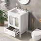 Bathroom Vanity with Sink, Bathroom Vanity Cabinet with One Drawer and Doors, Adjustable Shelf, Solid Wood and MDF, White