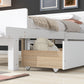 Full Bed with Footboard Bench 2 drawers White