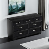 Modern 3-Drawer Bedroom Chest of Drawers, 7-Drawer Dresser with Metal Pulls, Black Finish