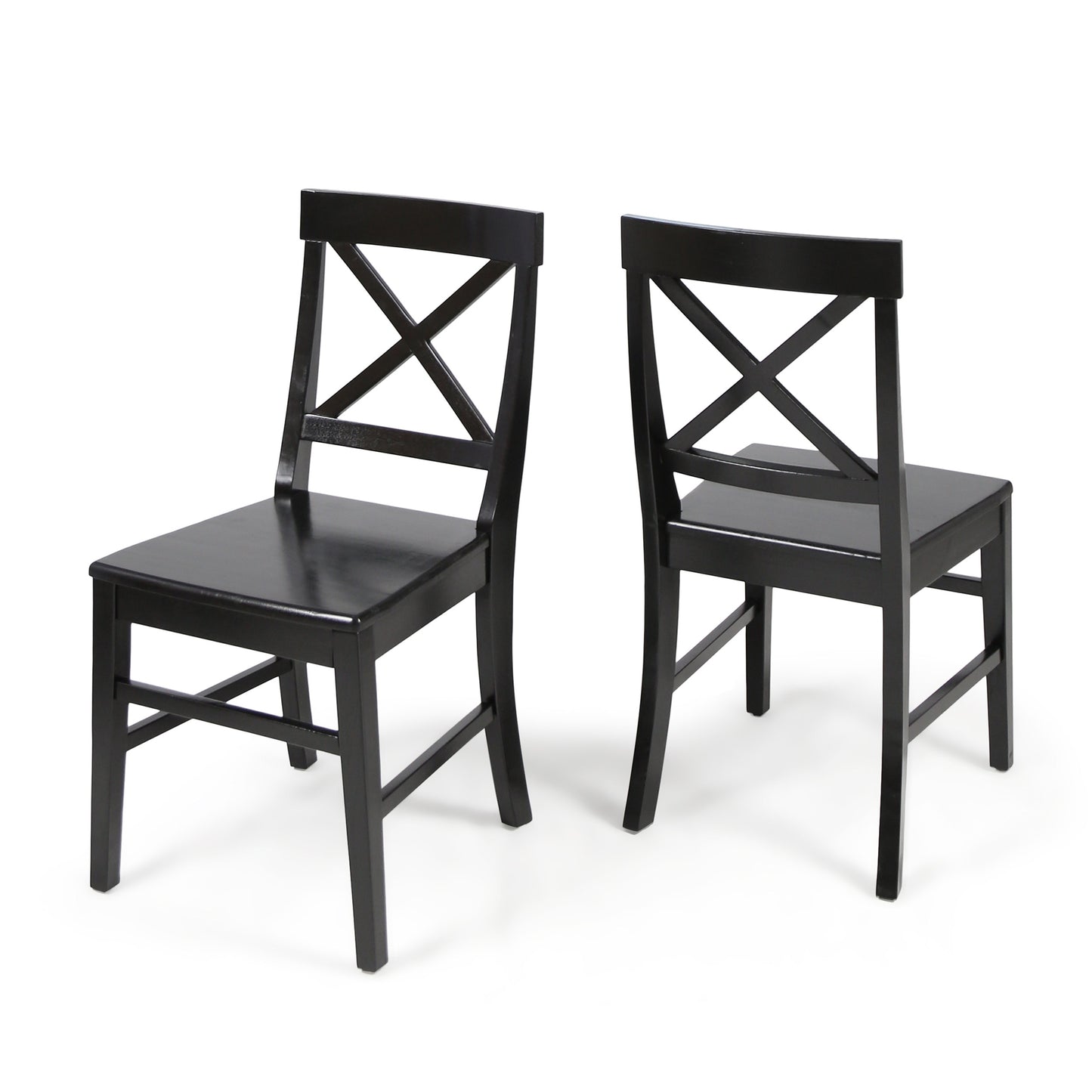 Roshan Farmhouse Acacia Wood Dining Chairs, Set of 2 in Black