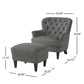 Modern Grey Fabric Club Chair and Ottoman Set, Stylish Cushioned Armchair for Living Rooms