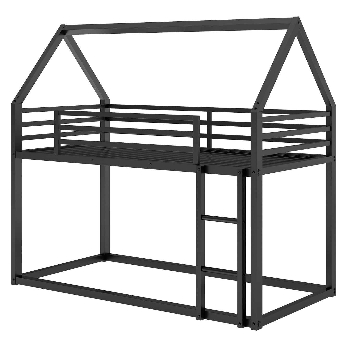 Twin over Twin House Bunk Bed with Built-in Ladder,Black