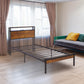 Dual size metal platform bed frame with wooden headboard and footrest, USB LINER, LED lights