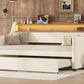 Twin Size Daybed with Trundle, Upholstered Daybed with Charging Station and LED Lights, White