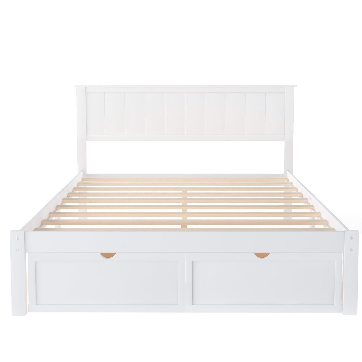 Full Size Platform Bed with Under-bed Drawers White