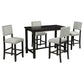 TREXM 5-Piece Counter Height Dining Set, Classic Elegant Table and 4 Chairs in Espresso and Beige