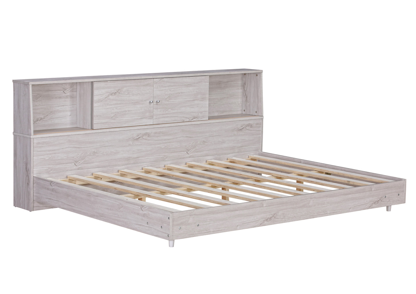 Full Size Daybed Frame with Storage Bookcases White Oak