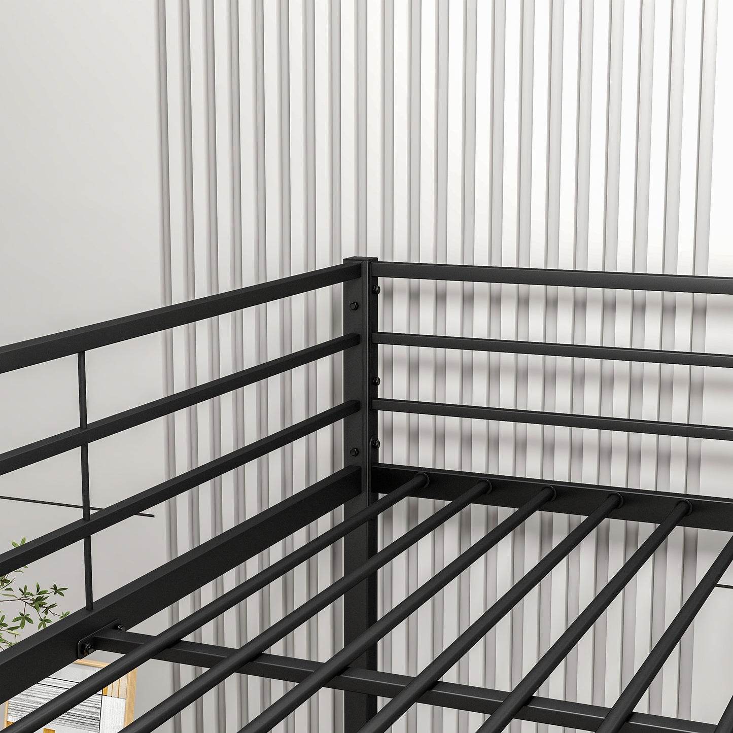 Metal Bunk Bed Full Over Full Bunk Bed Frame with Safety Guard Rails Heavy Duty Space-Saving Design Easy Assembly Black