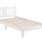 Twin Bed with Column-Decoration Headboard, with Bed Slats,White