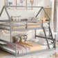 Twin over Full House Bunk Bed with Built-in Ladder Gray