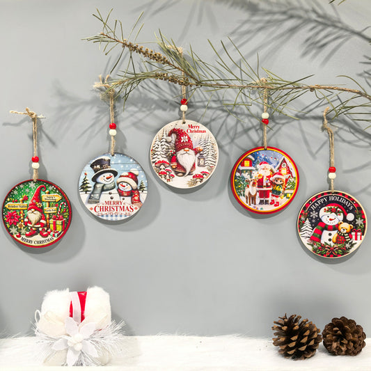 Round Wooden Hanging Ornament – Christmas Party Décor