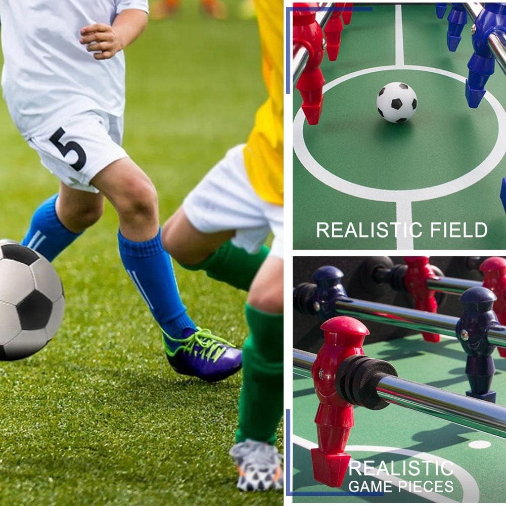 Juego de mesa arcade de fútbol, ​​mesa de fútbol del tamaño de un partido con 2 pelotas y estantes para bebidas