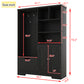 Multi-functional Hall Tree with Storage Shelves Drawers and Cabinet, Elegant Hallway Shoe Cabinet with Bench Modern Black