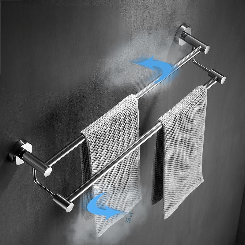 stainless steel towel rack, non perforated, bathroom towel double pole hanging rack, household towel rack