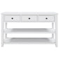 Retro Design Console Table with Two Open Shelves, Pine Solid Wood Frame and Legs, Antique White Finish