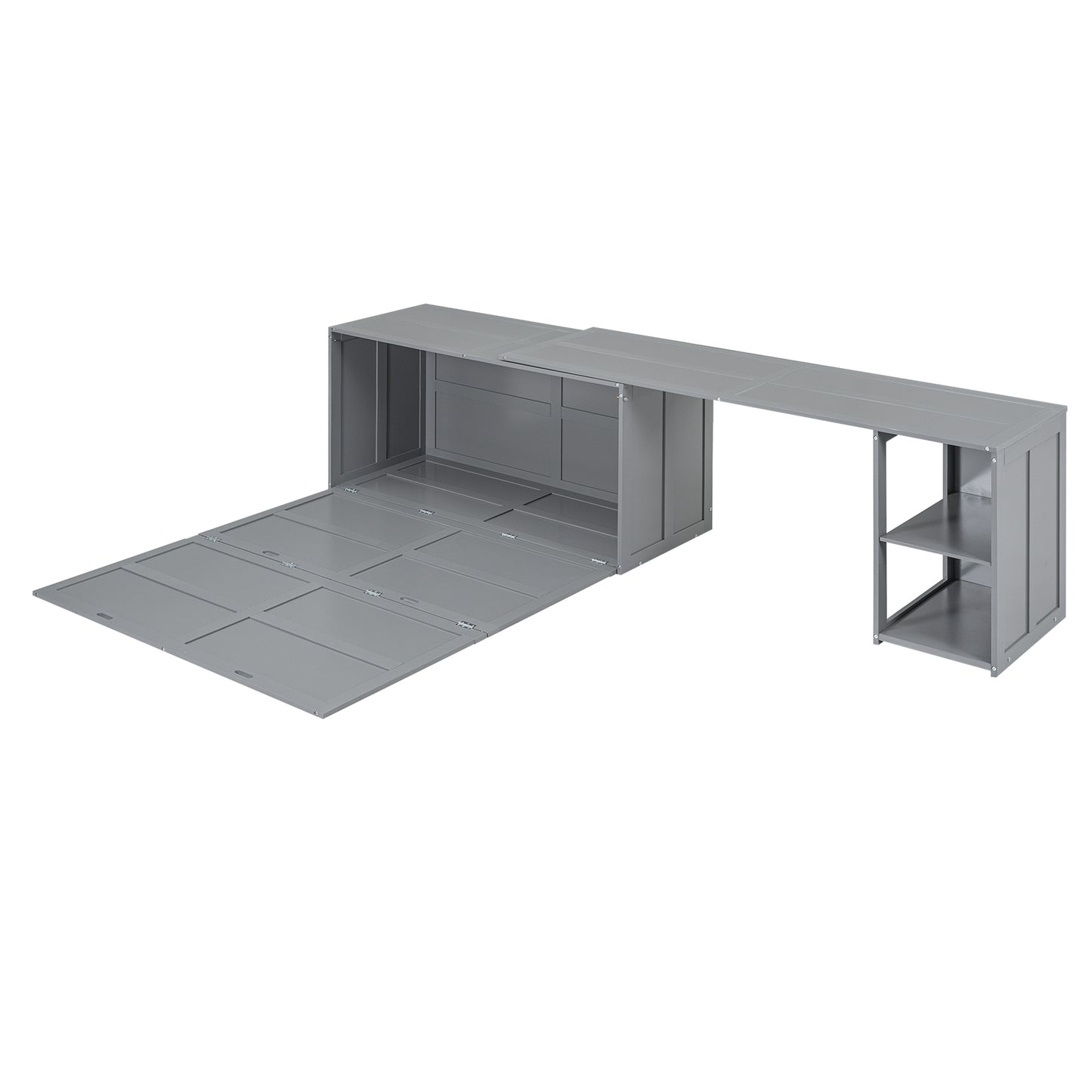 Queen Size Murphy Bed with Rotable Desk  Gray