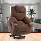 Okin motor Up to 350 LBS Chenille Power Lift Recliner Chair Brown