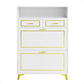 U-Can Shoe Cabinet with 2 Flip Drawers, 2 Slide Drawers, and 1 Shelf, Modern White Finish