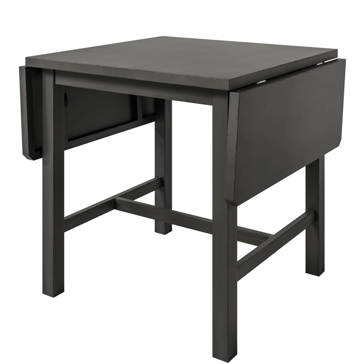 Juego de comedor TOPMAX de 5 piezas con lámpara colgante de madera cuadrada, mesa expandible y 4 sillas con respaldo en forma de escalera, color gris