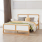 Modern Style Queen Size Solid Wood Platform Bed for Kids, Teens, Adults, No Need Box Spring, Walnut and White