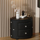 Elegant PU Nightstand with 2 Drawers and Crystal Handle,Fully Assembled Except Legs&Handles,Storage Bedside Table - Black