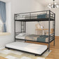 Twin Over Twin Metal Bunk Bed Frame with Trundle（Upgrade reinforcement version）